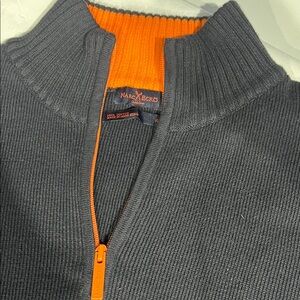 Marc Ecko Charcoal Gray Half-Zip Sweater with Orange Trim